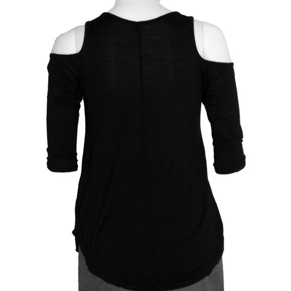 Black Summer Top with Cut Out Shoulders - S - Picture 2 of 3